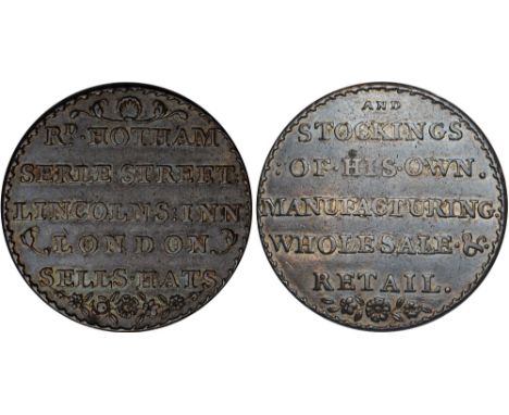 British Tokens, Eighteenth Century Tokens, Middlesex, Lincoln's Inn, Rd. Hotham, penny-sized ticket, undated, SERLE STREET . 