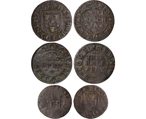 British Tokens, Seventeenth Century Tokens, Herefordshire, Hereford, Will Welch, halfpenny, 1665, Weavers’ Arms, Silk Weaver 