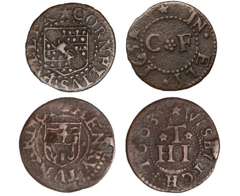 British Tokens, Seventeenth Century Tokens, Cambridgeshire, Ely (7): Cornelivs Fvller, farthings, 1654 (2), Haberdashers’ Arm