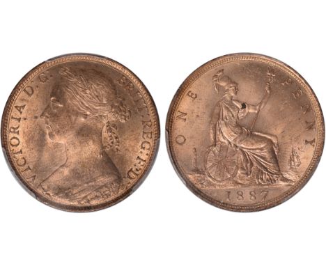 British Coins, Victoria, penny, 1887, young bust l., rev. Britannia std. r., with shield and trident (S.3954), certified and 