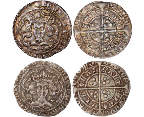 British Coins, Henry VI, first reign, groats (2), rosette mascle/pinecone-mascle issues mule, Calais, crowned bust facing, ma