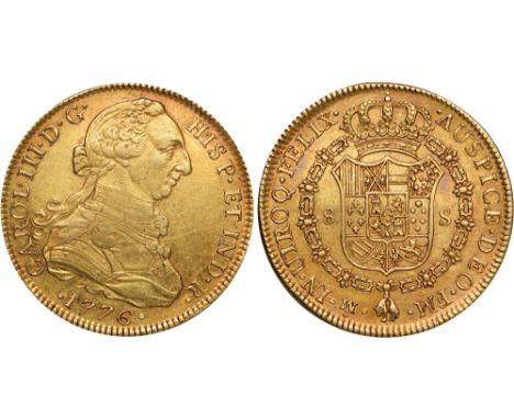 Foreign Coins and Medals, Mexico, Carlos III, 8 escudos, 1776FM, Mexico City, armoured bust r., rev. crowned shield of arms w