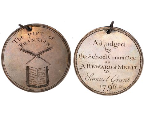 Foreign Coins and Medals, USA, Boston, City Medal, issued by the School Committee, engraved silver medal, 1796, crossed quill