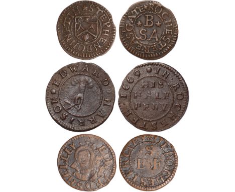 British Tokens, Seventeenth Century Tokens, Kent, Rochester (18): George Allington, farthing, King’s head (W.456); Stephen Bo