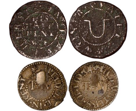 British Tokens, Seventeenth Century Tokens, Kent, Hawkhurst, Walter Quaife, halfpenny, arch (W.351); Lydd, Tho Waters, farthi