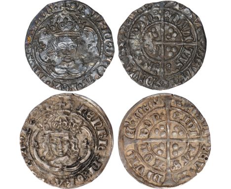 British Coins, Henry VII (1485-1509), groats (2), class IIIb, London mint, mm. escallop, crowned bust facing, crown with two 
