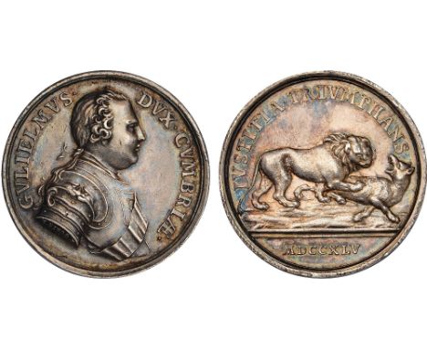 British Commemorative Medals, George II, Carlisle Recaptured, Jacobite Rebels Retreat to Scotland, silver medal, 1745, by T. 