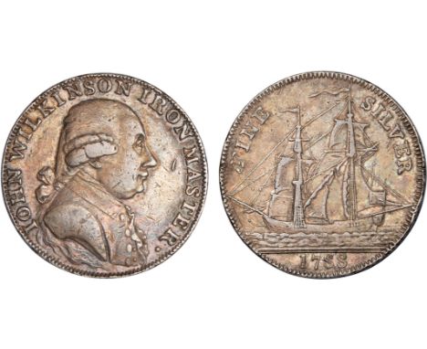 British Tokens, Eighteenth Century Tokens, Shropshire, Willey and Snedshill, John Wilkinson, silver 3s.6d., 1788, his bust r.