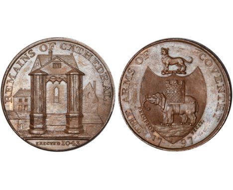 British Tokens, Eighteenth Century Tokens, Warwickshire, Coventry, Kempson's buildings series, halfpennies, 1797 (19), rev. C
