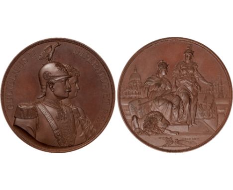 British Commemorative Medals, The Visit of Kaiser Wilhelm II and the Empress Augusta, copper medal, 1891, for the Corporation