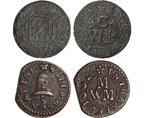 British Tokens, Seventeenth Century Tokens, Essex, St. Osyth, William Clarke, farthing, 1659, Grocers’ Arms (W.284); Thaxted,