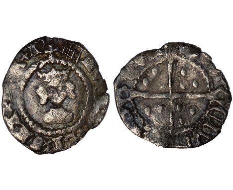 British Coins, Henry VIII, first coinage (1509-1526), halfpenny, London, mm. portcullis on obverse only, facing bust, rev. lo