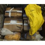 Various protective hoods, gloves, suites