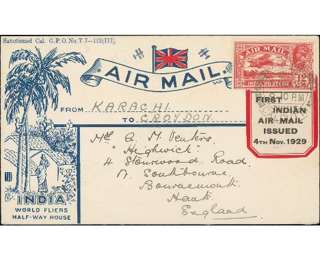 1929 (Nov 4) Air issue, First Day Covers flown to London, one addressed to the USA, bearing 3a + 4a, 3a + 6a (2 covers), 3a +