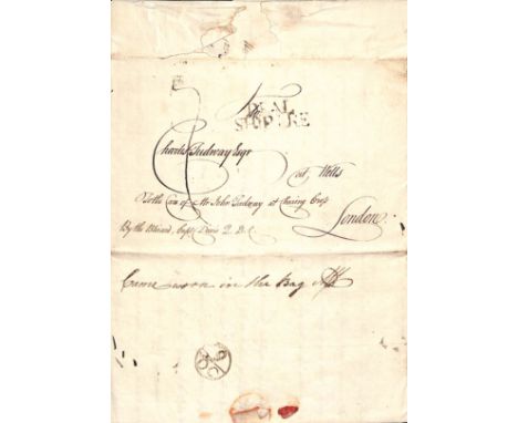 Deal. 1767 (Aug 18) and 1770 (Mar 27) Entire letters from Antigua to Charles Tudway at Wells, care of John Tudway at Charing 