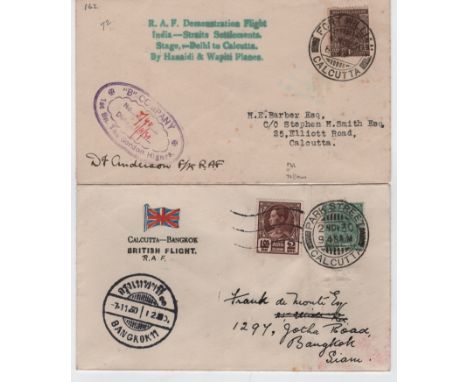 1930 (Nov 1/4) India to Straits Settlements R.A.F flight, covers flown from Delhi to Calcutta franked KGV 1a, flight cachets 