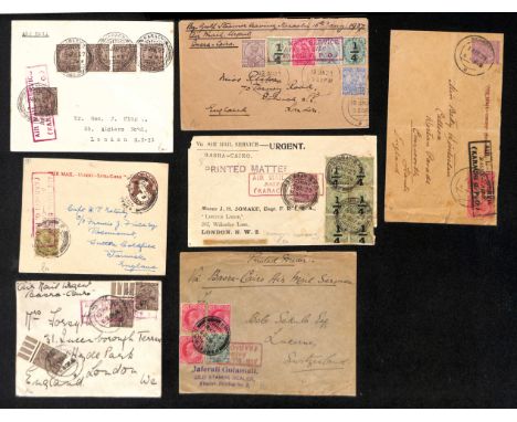 1927 (Jan - May) Basra - Cairo air service, covers to England (6) or Switzerland all with boxed "AIR MAIL SERVICE / BASRA - C