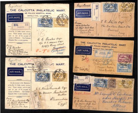 1929 (Nov 5) Registered covers bearing the 1929 Air issue stamps, all carried on the first flight from India after the issue 