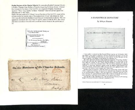 Ireland - Charter Schools. 1821 (May 21) Entire letter with printed heading "On the Business of the Charter Schools" with ver