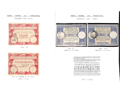 1933-35 Imperial Reply Coupons with manuscript 25c surcharge on 20c (2) both with Nairobi Poste Restante c.d.s, one unusually