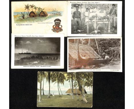 1905-15 Picture postcards including an early Chrome-lithograph card of a native and huts printed in Germany, Melanesian Missi