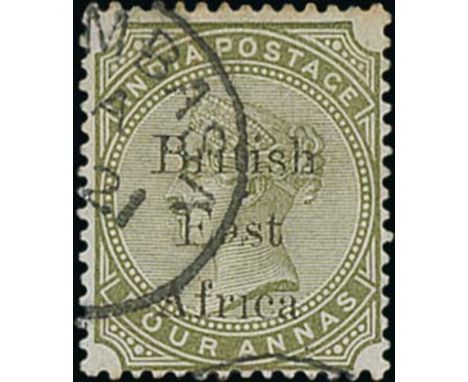 4a Slate-green, variety "Afr1ca" for "Africa", used with Mombasa c.d.s, light diagonal crease, otherwise very fine and scarce