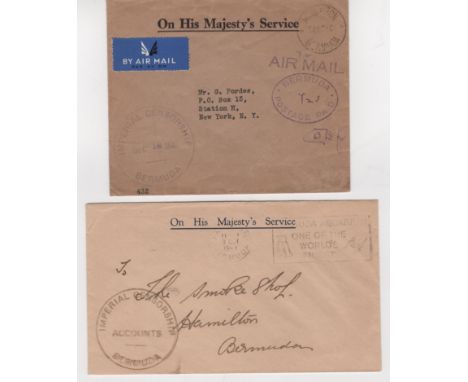 World War Two - Censorship. 1940-43 Stampless O.H.M.S Covers with violet circular "IMPERIAL CENSORSHIP / DEC 18 1940 / BERMUD