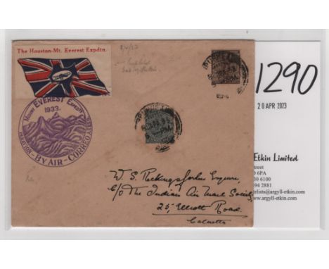 1933 (Apr 7) Houston Mount Everest Expedition, cover flown on the first survey flight with flight vignette and cachet, posted