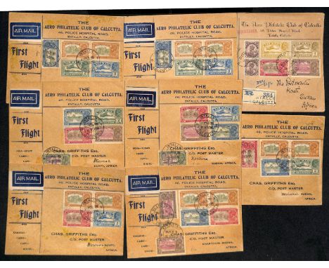 1931 (Feb 25) Imperial Airways first despatch to East Africa sent entirely by air, Aero Philatelic Club of Calcutta covers fr