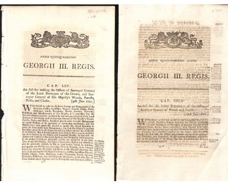 Office of Woods. 1803-10 Acts on the Office of Surveyor General of Woods (3); 1837-39 O.H.M.S wrappers with "Office of Woods,