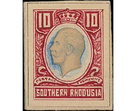 1931 10d Composite essay, the frame handpainted in carmine, a cut-out head of King George V applied to the centre with detail