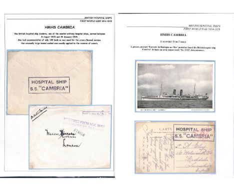 Cambria. c.1916 Stampless picture postcard of Boulogne with red army censor and cover with violet "RECEIVED FROM H.M SHIP / N
