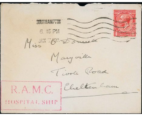 Copenhagen". 1916 (Jan 4/7) Covers with enclosed letters both sent in the first week of service as a hospital ship, a stample