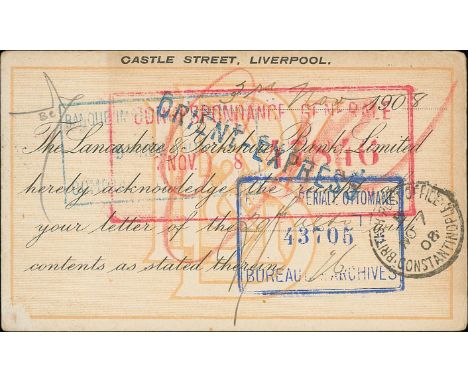 Orient Express. c.1890-1931 Covers and cards (13) and pieces (2), with piece bearing 40pa on 2½d and red "EXPRESS D'ORIENT" l