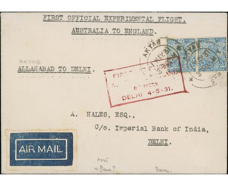 1931 (Apr 30) Imperial Airways first experimental return flight from Australia to London via Burma and India, cover from Vict