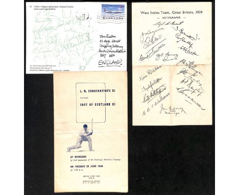 England v West Indies. 1895-2004 Ephemera with 1895 (Apr 1) Barbados ½d postcard postally used with printed message "The Comm