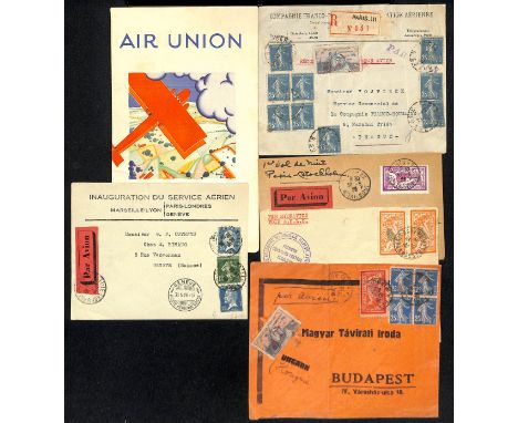 1922-29 Covers comprising 1922-23 commercial covers from Paris franked 1f.40 to Budapest or registered franked 2f.25 to Pragu