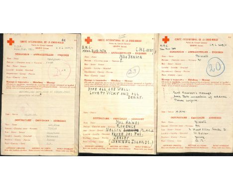 1940 (Aug 15 - Dec 27) Swiss Red Cross forms sent from G.B to Jersey (10, the first three sent without any message seeking ne