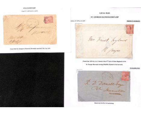 1876-78 Entire letter and covers (2) from St. Georges to Hamilton or Warwick, or posted within St. Georges, all franked 1d, t