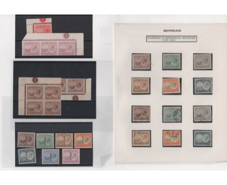1920-21 First Tercentenary Issue ¼d - 1/- set mint and used; set in mint corner plate number singles with additional ¼d and 1
