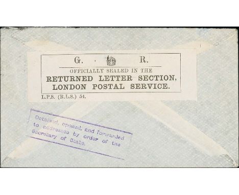 1920 (May) Covers with printed return address of "The Victory Club, 26 King Street, St. James, S.W.1" (2) or with manuscript 