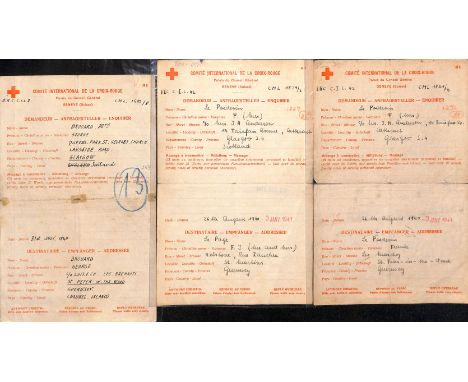 1940 (July 31 - Oct 30) Swiss Red Cross forms (number "61") sent without messages from G.B to Guernsey, sent requesting news 