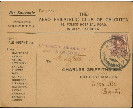 1931 (Jan) Air Orient, Indo-China to France first return flight, Aero Philatelic Club of Calcutta covers flown from Bangkok t