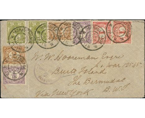 1902 Cover from The Hague to Burtts Island, eight Dutch stamps paying the 13c rate, with scarce circular "PRISONERS OF WAR / 