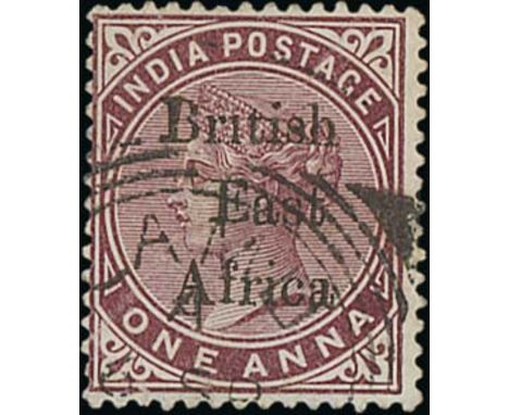 1a Plum, variety "Br1tish" for "British", used with Lamu squared circle. Light diagonal crease and small thin, nevertheless v