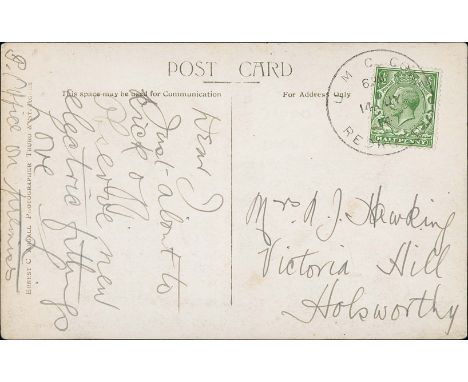 1914 (July 14) Picture postcard of Fore St. United Methodist Church, posted to Holsworthy with KGV ½d cancelled by "UMC CONF 