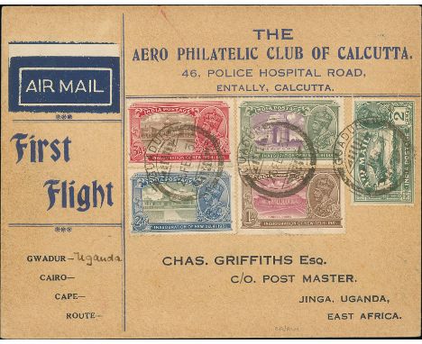 1931 (Feb 25) Imperial Airways first despatch to East Africa sent entirely by air, Aero Philatelic Club of Calcutta covers fr