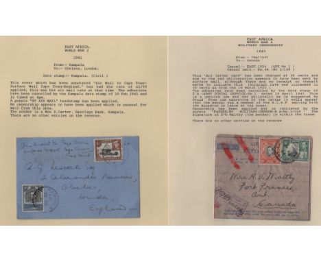 1940-43 Covers showing various routings, most sent part of the way by air mail, including 1943 (Apr 19) air letter to Canada 