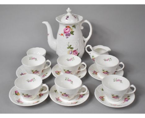 A Coalport Floral Pattern Teaset to Comprise Teapot, Milk Jug and Sugar Bowl, Six Cups and Six Saucers