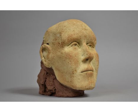 An Artist Made Sculpted and Painted Terracotta Portrait Head, Almost Life Size, The Base Inscribed 36, 23cms High 